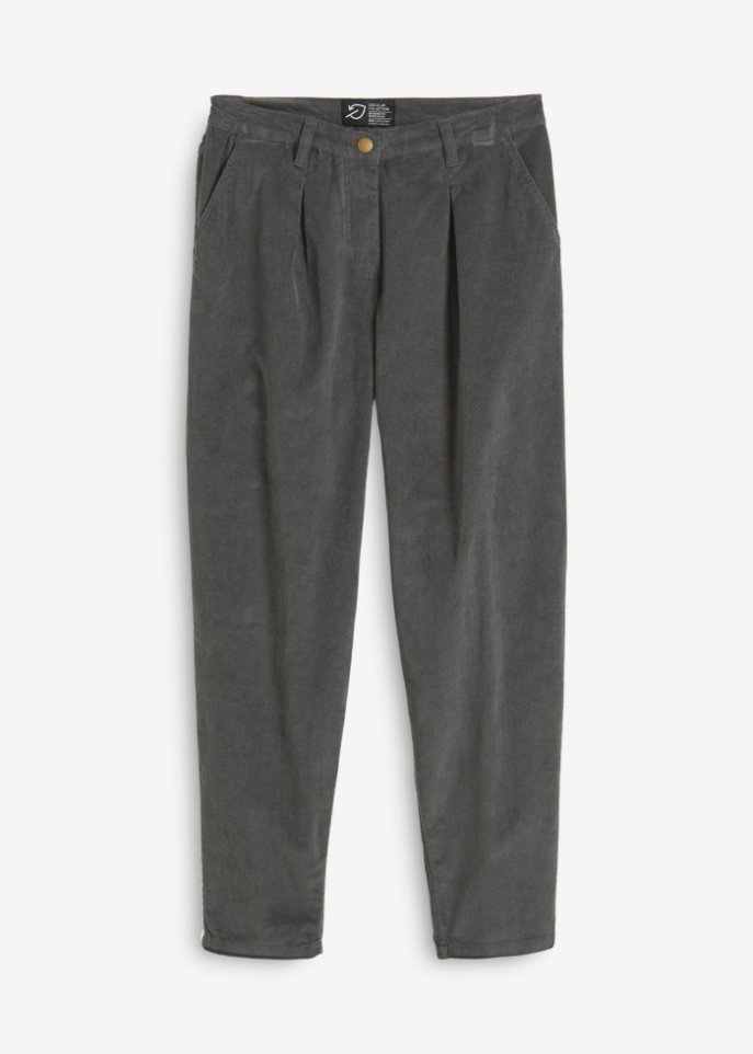 Вельветовые брюки объемного кроя из натурального хлопка Bpc Bonprix Collection, серый брюки из легкого твила объемного кроя bpc bonprix collection