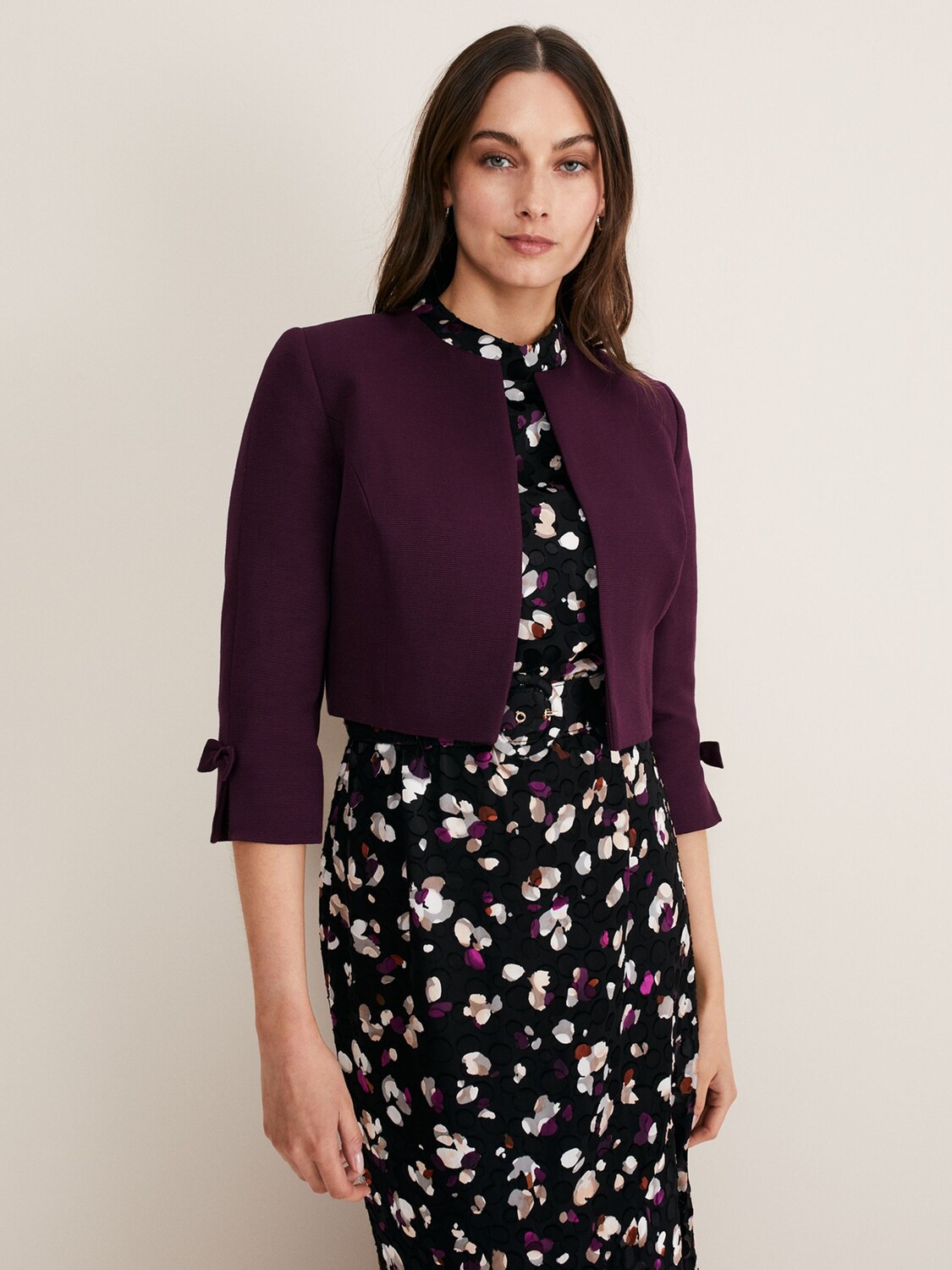 

Куртка с манжетами Phase Eight Zoelle с бантом, баклажановый, Фиолетовый