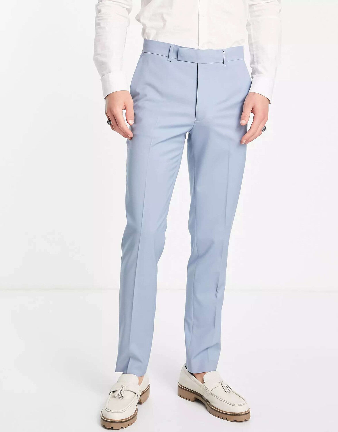 

Темно-синие узкие костюмные брюки ASOS, Синий