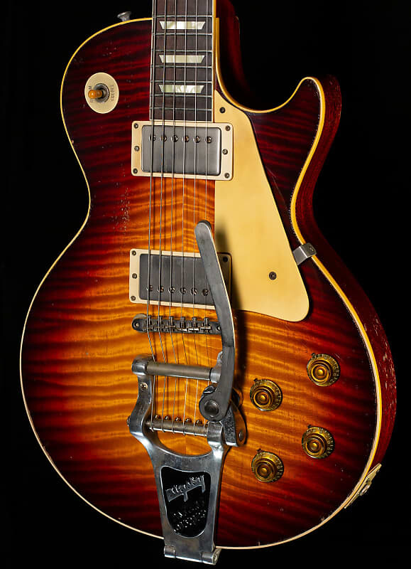 

Электрогитара Gibson Custom Shop 1959 Les Paul Standard Brazilian Rosewood Tom's Tri-Burst Bigsby Murphy Lab Aged