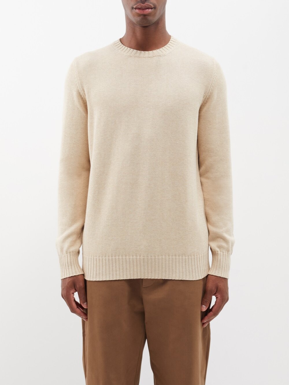 

Хлопковый свитер с круглым вырезом Ghiaia Cashmere, бежевый