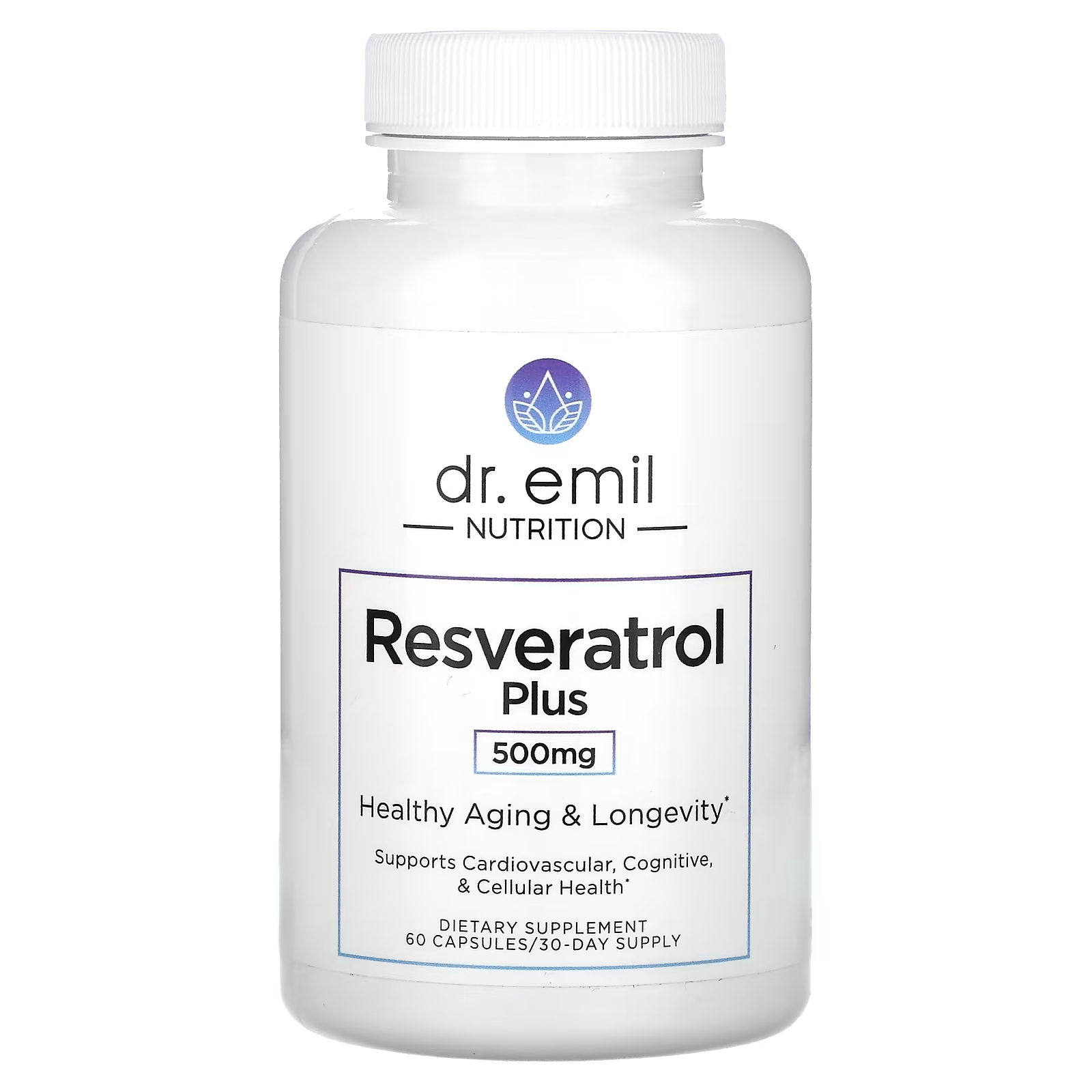 Ресвератрол плюс Dr. Emil Nutrition, 250 мг, 60 капсул пищевая добавка для балансировки крови поддерживает сердечно сосудистое заболевание добавление витаминов и общее процветание