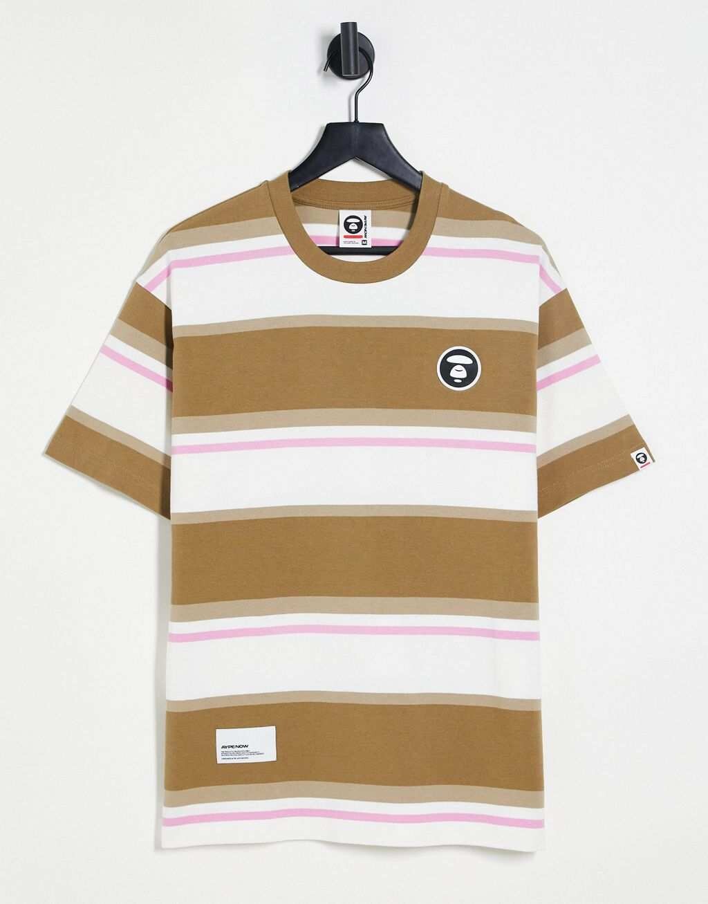 

Коричневая футболка в полоску Aape By A Bathing Ape now, Коричневый