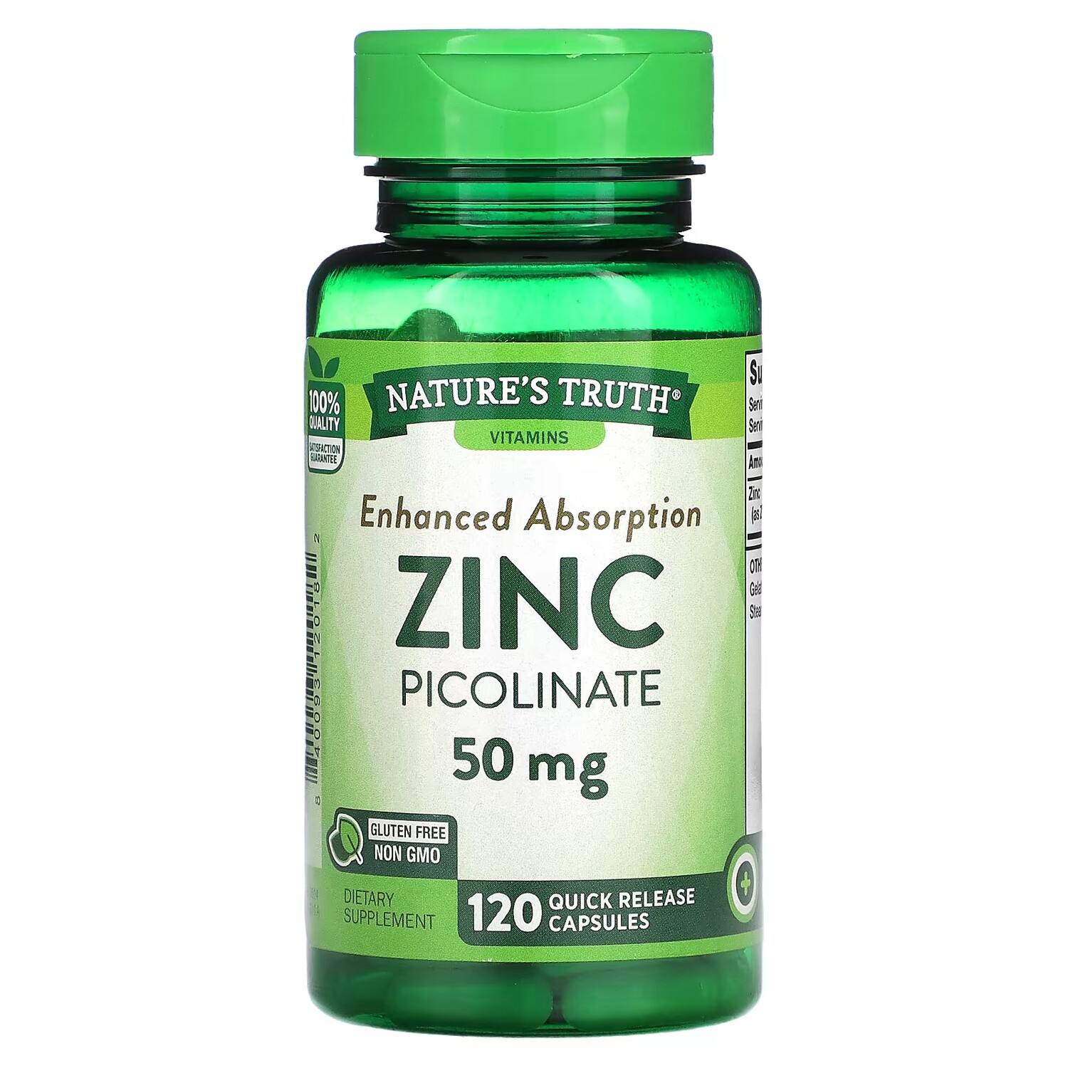 

Пиколинат цинка Nature's Truth, 50 мг, 120 капсул быстрого высвобождения