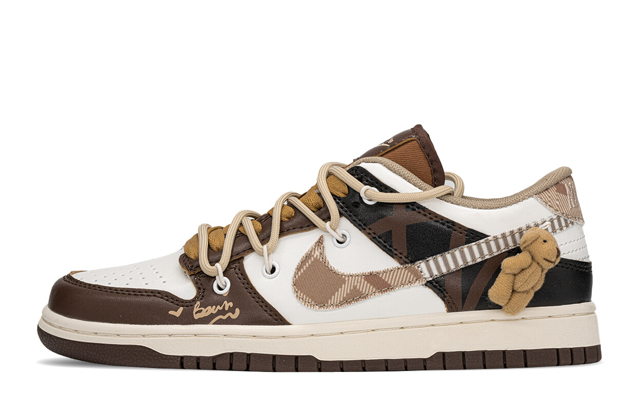 

Кроссовки Nike Dunk Skateboarding Shoes Women's Low-top Black/Brown, белый/черный