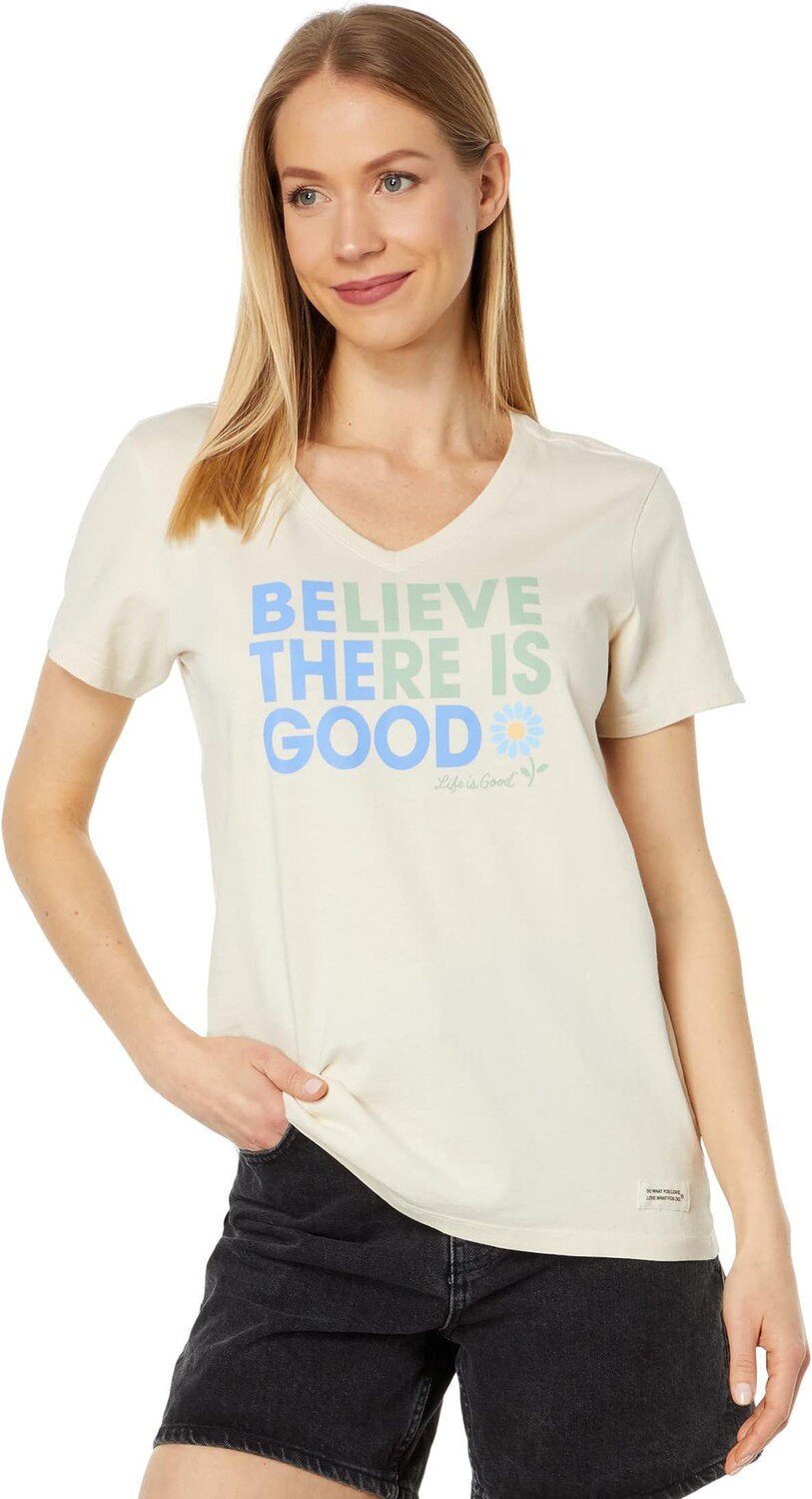 

Be The Good Daisy Short Sleeve Crusher Vee Life is Good, цвет Putty White