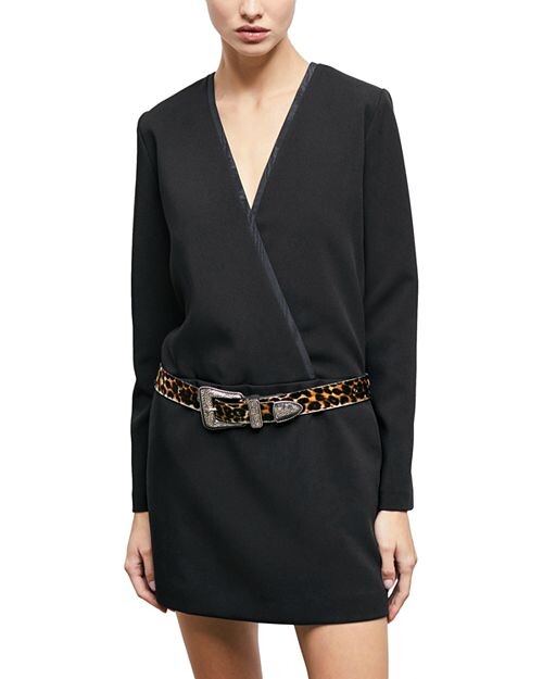 

Мини-платье с заниженной талией и перекрестием The Kooples, цвет Black