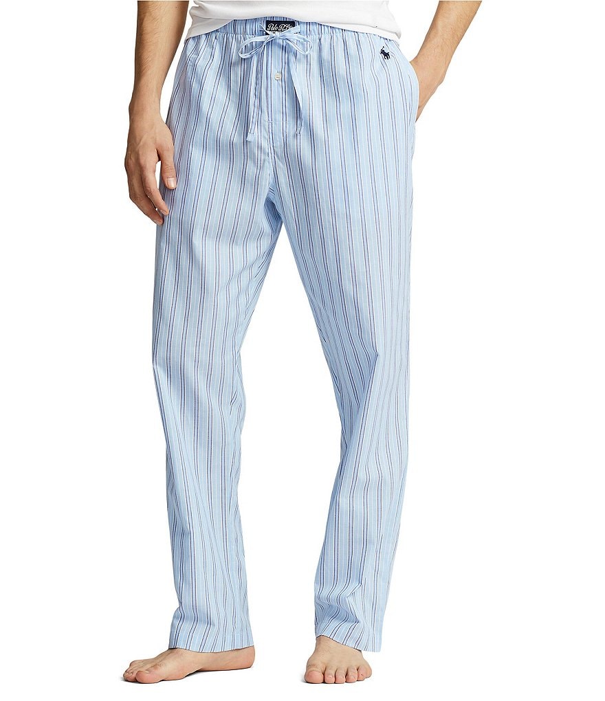 Полосатые тканые пижамные брюки Polo Ralph Lauren, синий тканые пижамные брюки polo ralph lauren цвет stone ridge plaid basic gold pony player