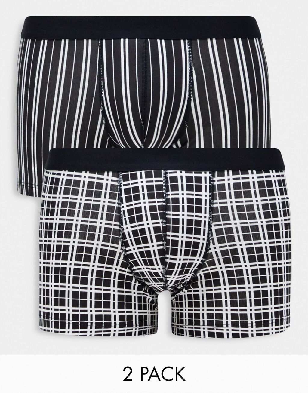 

Комплект из двух трусов из джерси в черную клетку и полоску ASOS DESIGN