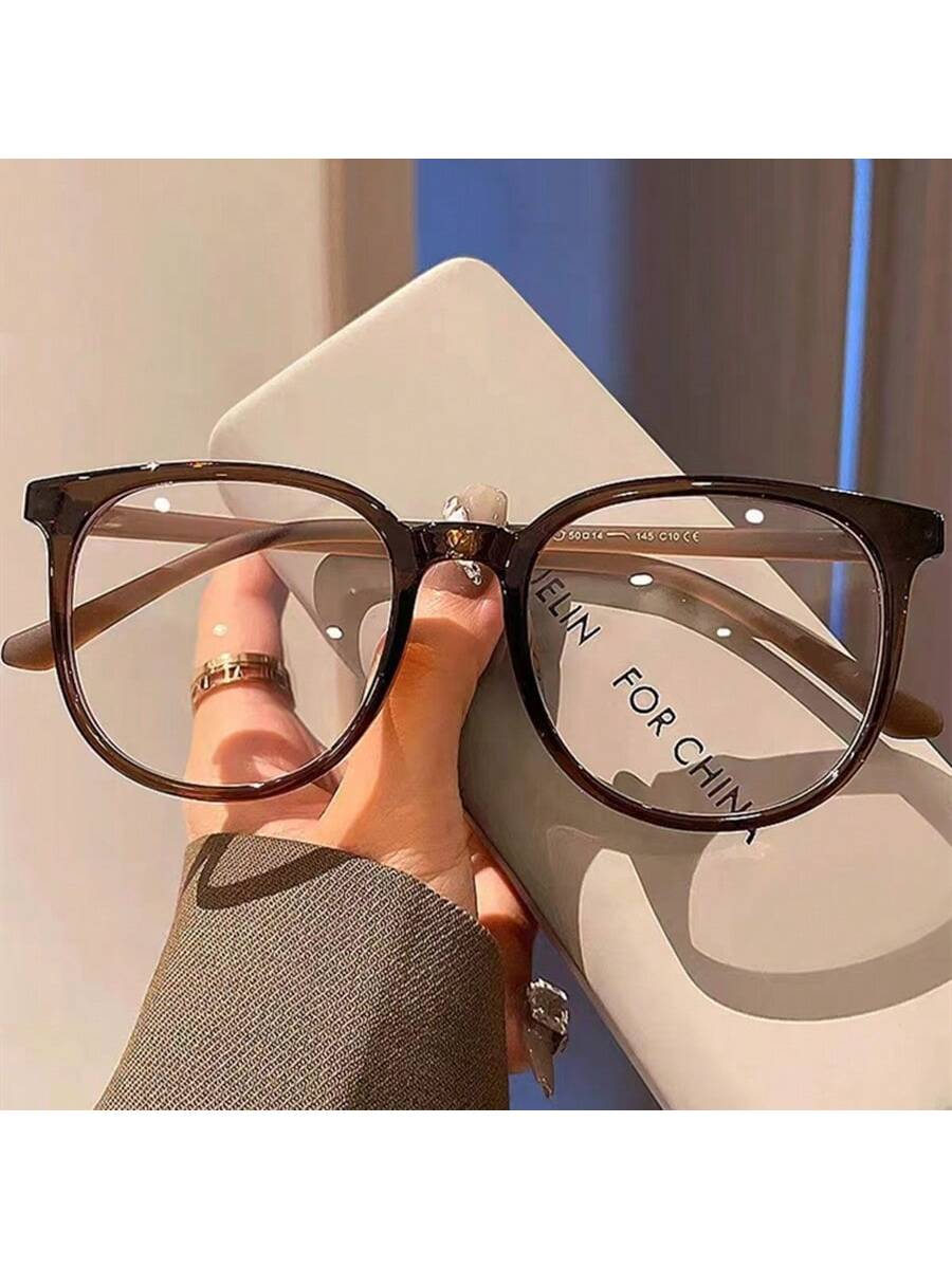 1шт Коричневые модные элегантные универсальные очки модные простые классические деловые очки для чтения в полуоправе светильник защитой от синего света ульсветильник очки для защиты глаз