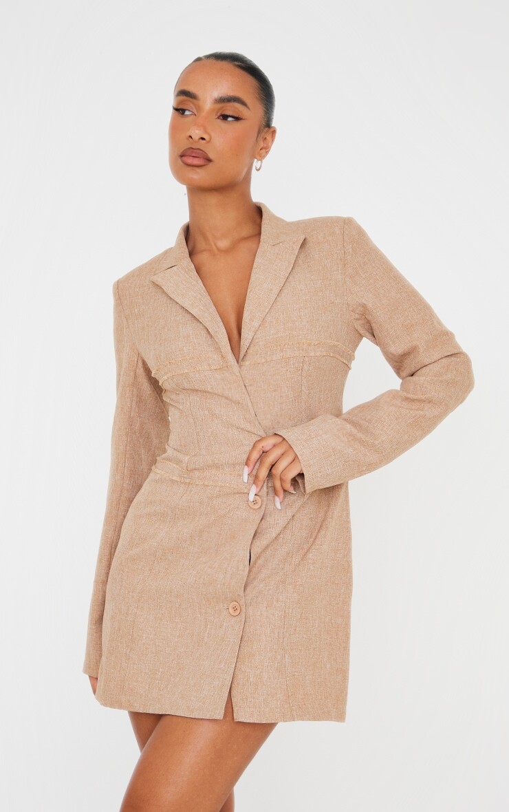 

PrettyLittleThing Платье-блейзер с корсетом и бахромой