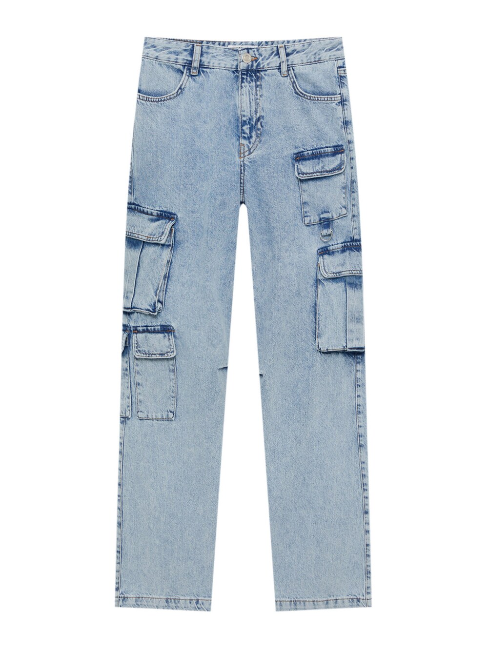 Широкие джинсы-карго Pull&Bear, синий широкие джинсы карго pull