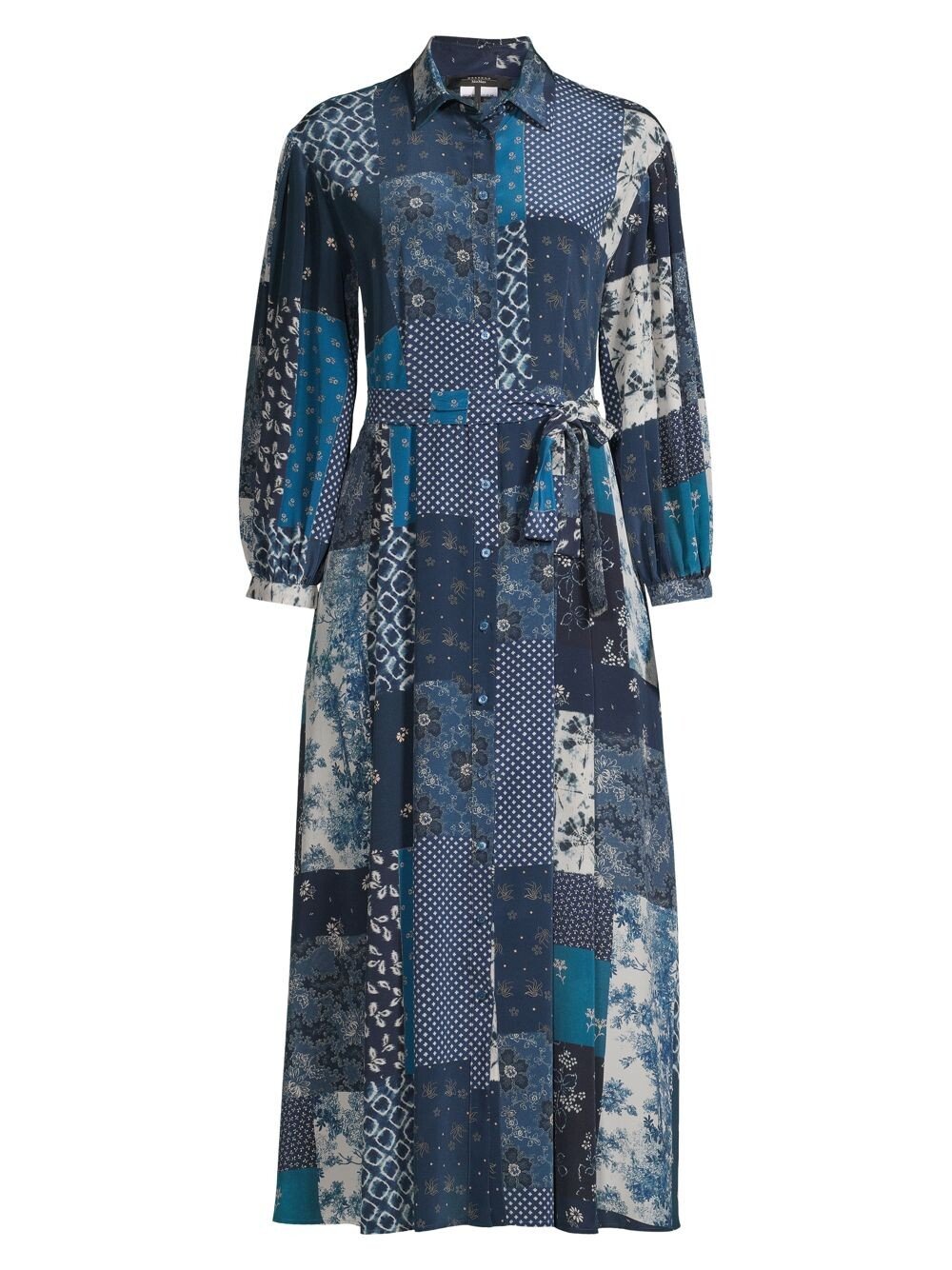

Платье миди Lora в технике пэчворк с поясом Weekend Max Mara, нави