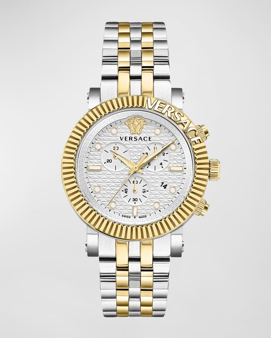 

Мужские часы V-Chrono Classic с двухцветным браслетом, 45 мм Versace
