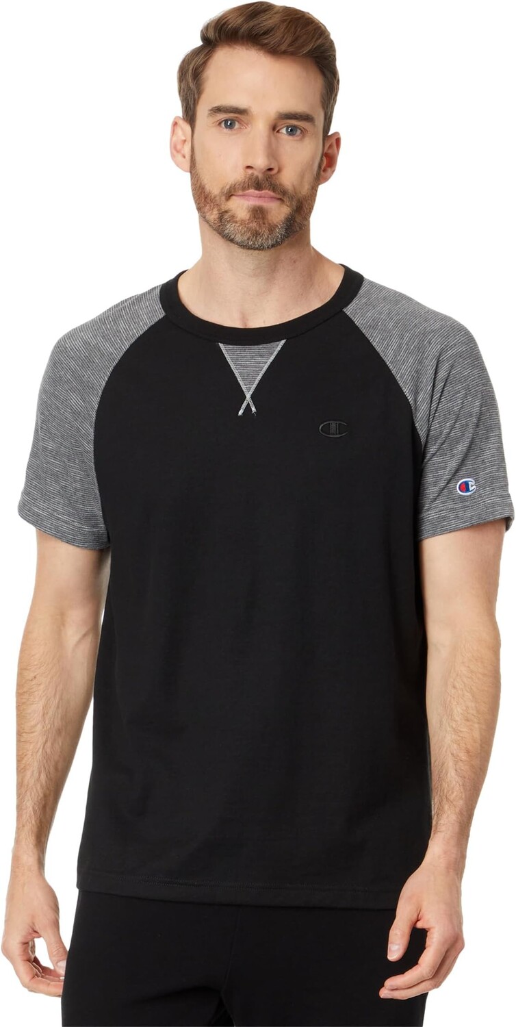 

Футболка в полоску реглан Champion, цвет Black/Black/Manhattan Mist