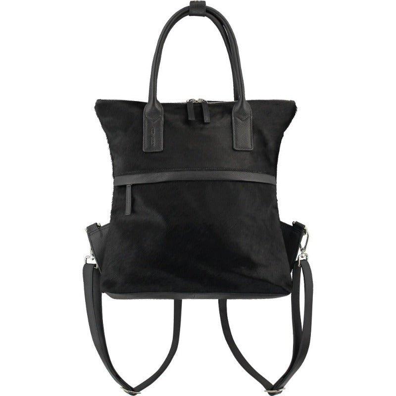 Черный кожаный рюкзак из телячьего волоса | БИРР Sostter, черный