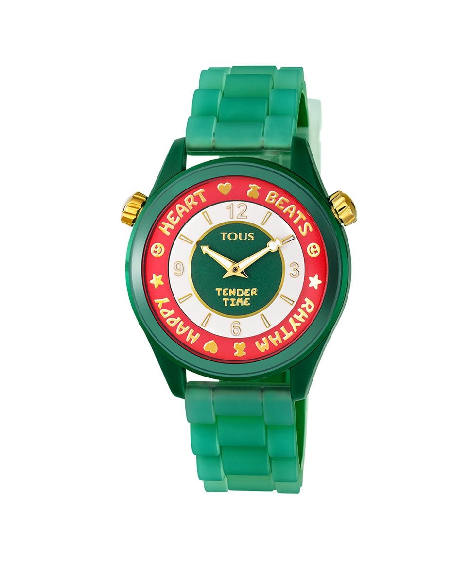 Аналоговые женские часы Tender Time из стали с зеленым ремешком Tous, зеленый часы rhythm cre898nr03 pearl white