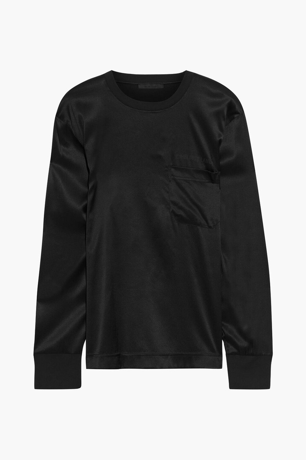 

Топ из атласа стрейч с принтом HELMUT LANG, черный