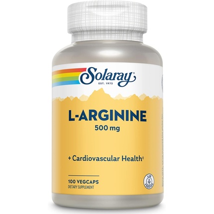 Solaray L-аргинин, 500 мг, добавка оксида азота для выносливости и здоровья сердца, 100 растительных капсул solaray l аргинин 500 мг 100 растительных капсул