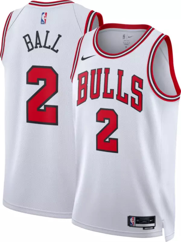 Майка Nike x NBA Chicago Bulls Lonzo Ball Jerseys 'White', белый nba men s chicago bulls 23 michael jordan red basketball jerseys 1998 classic style 1995 1996 1997 1998 jerseys
