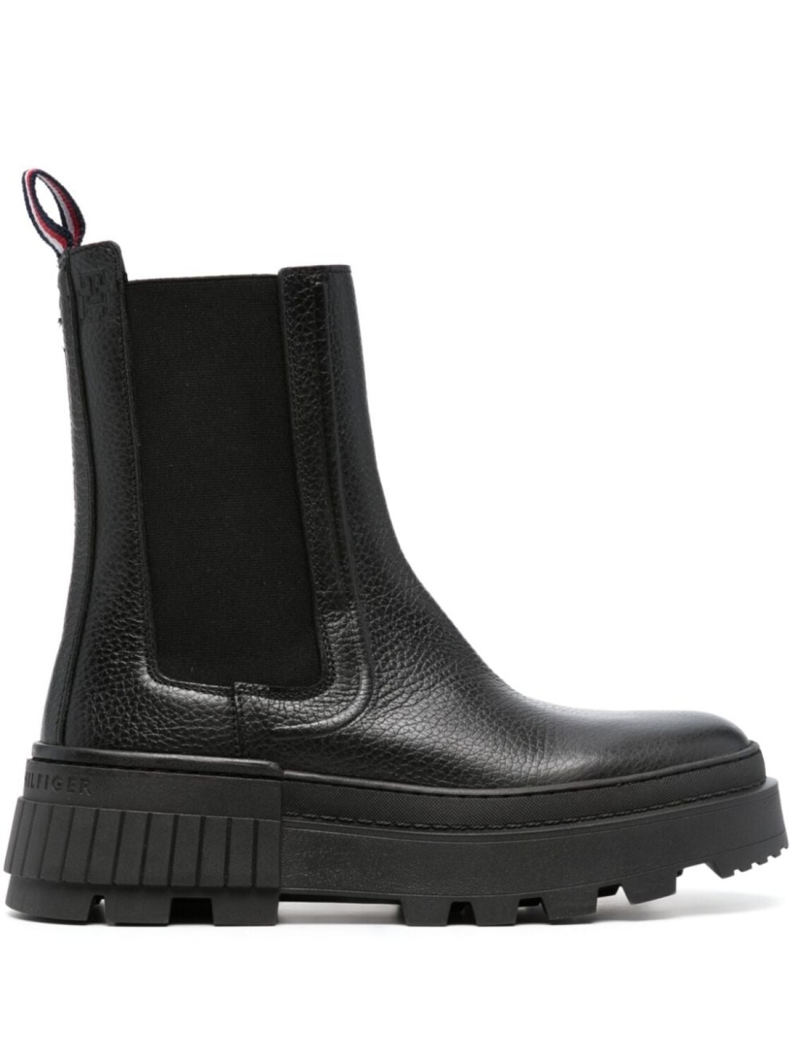 

Tommy Hilfiger round-toe leather ankle boots, черный