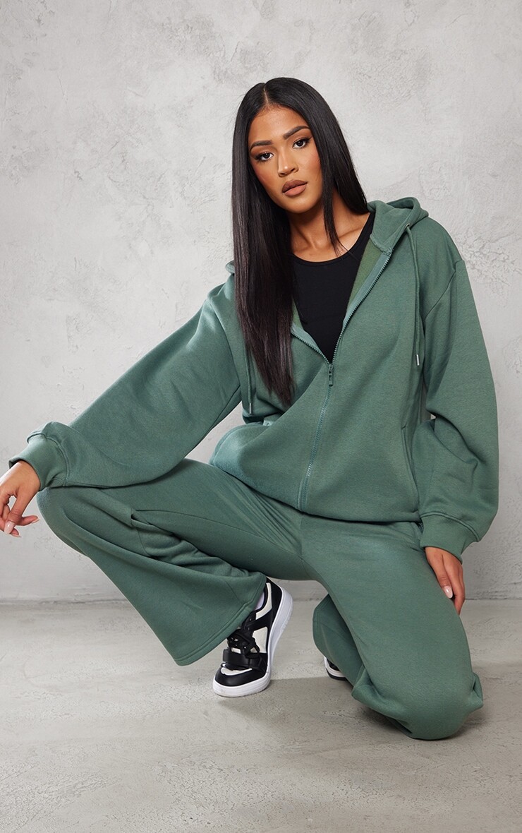 

PrettyLittleThing Толстовка на молнии цвета хаки