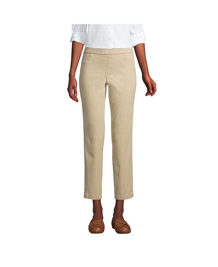 Женская школьная форма, укороченные брюки чинос со средней посадкой Lands' End, тан/бежевый