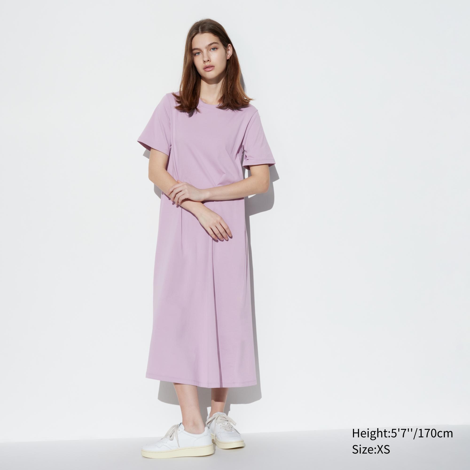 Платье из хлопка airism UNIQLO, фиолетовый майка uniqlo из хлопка комплект из 2 шт светло фиолетовый