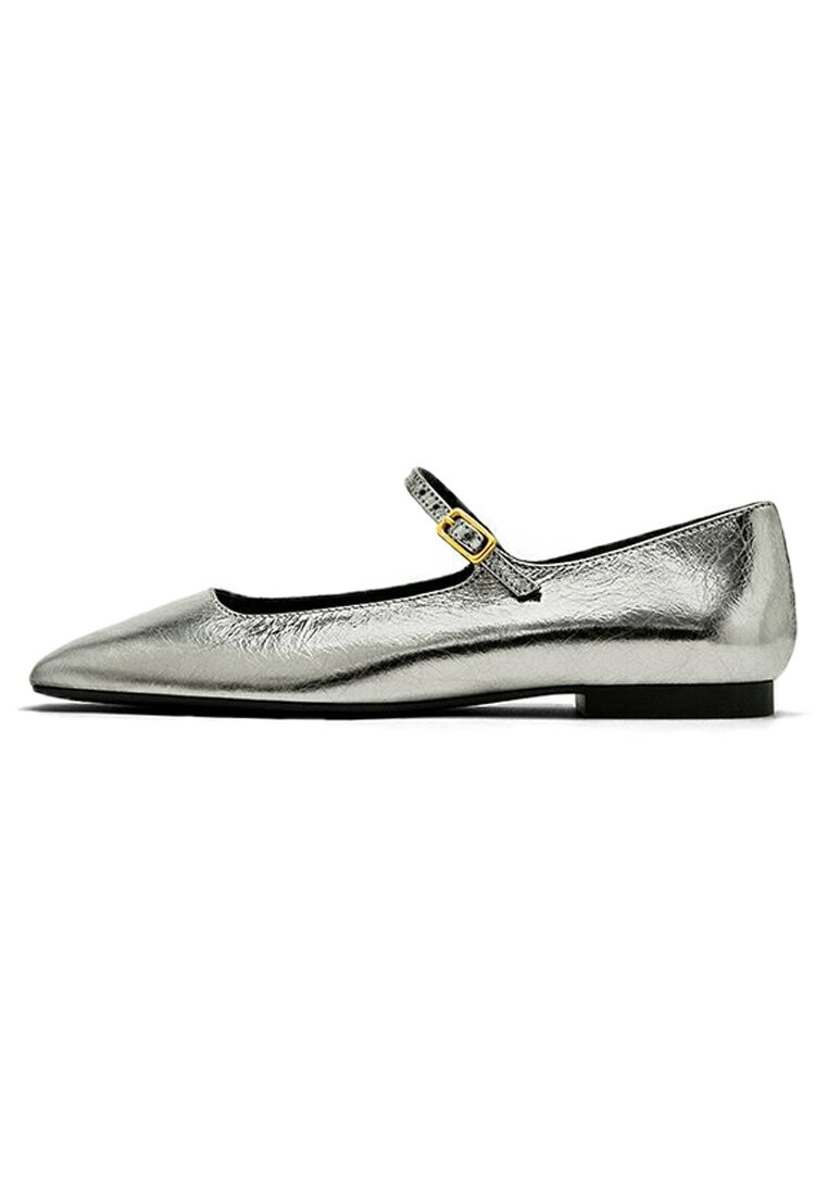 

Балетки с ремешком Flats With Buckle Massimo Dutti, цвет silvercoloured