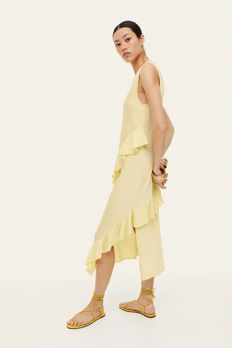 Платье с рюшами H&M, желтый