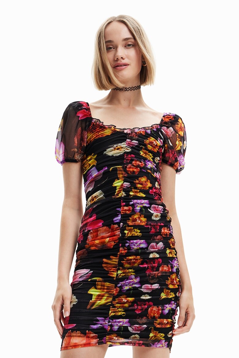 

Приталенное платье с цветочным принтом Desigual, черный