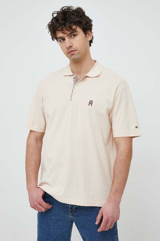 

Хлопковая рубашка-поло Tommy Hilfiger, бежевый