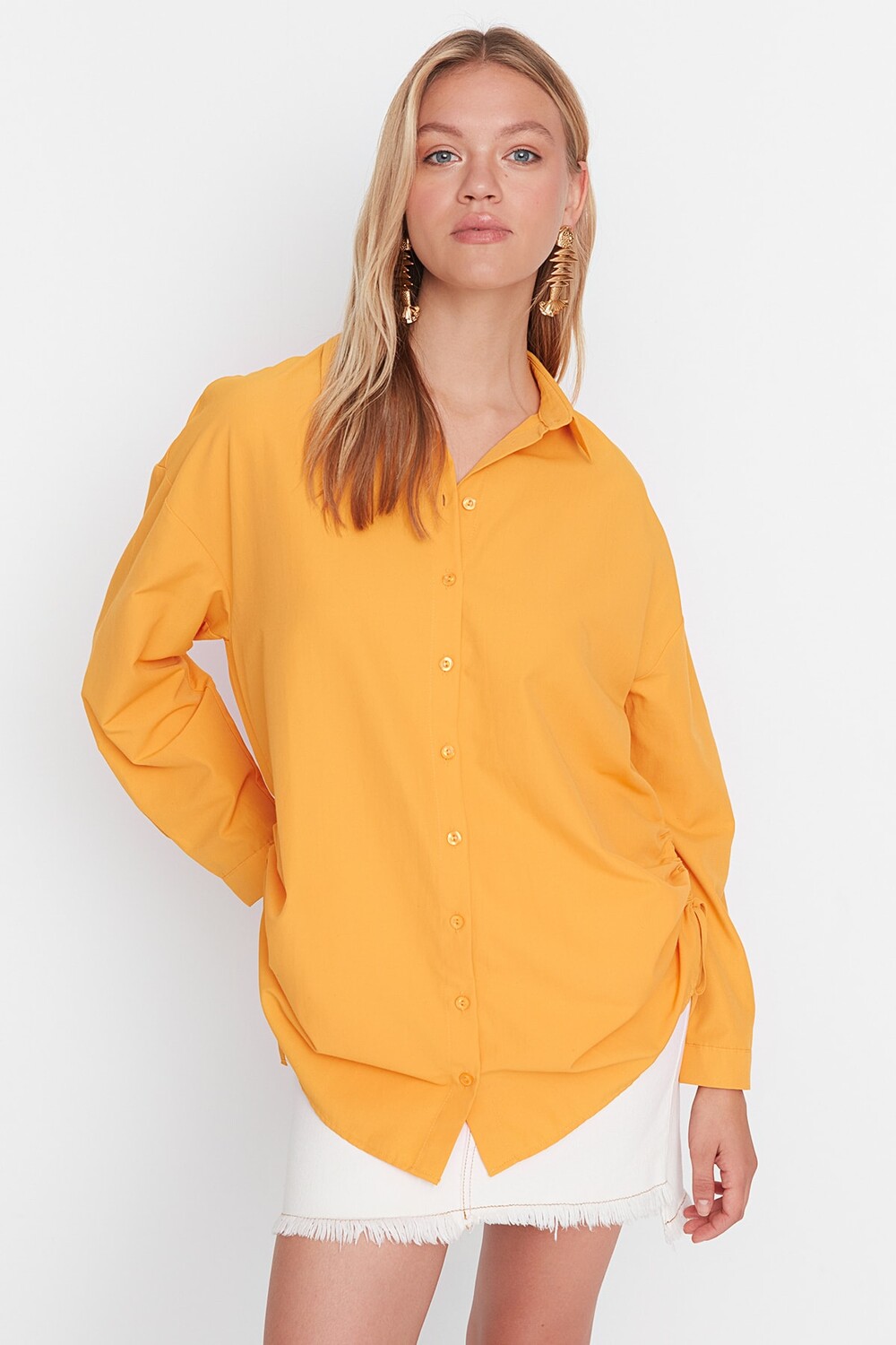 

Рубашка - Оранжевая - Oversize Trendyol, оранжевый