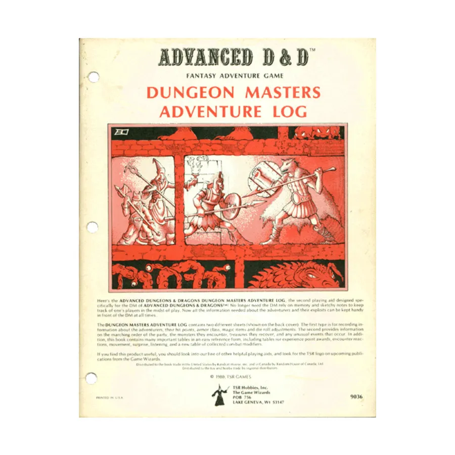 

Dungeon Master's Adventure Log (2nd Printing, Wizard Logo), Advanced Dungeons & Dragons (1st Edition) - Core Books, Box Sets & Miscellaneous, мягкая обложка