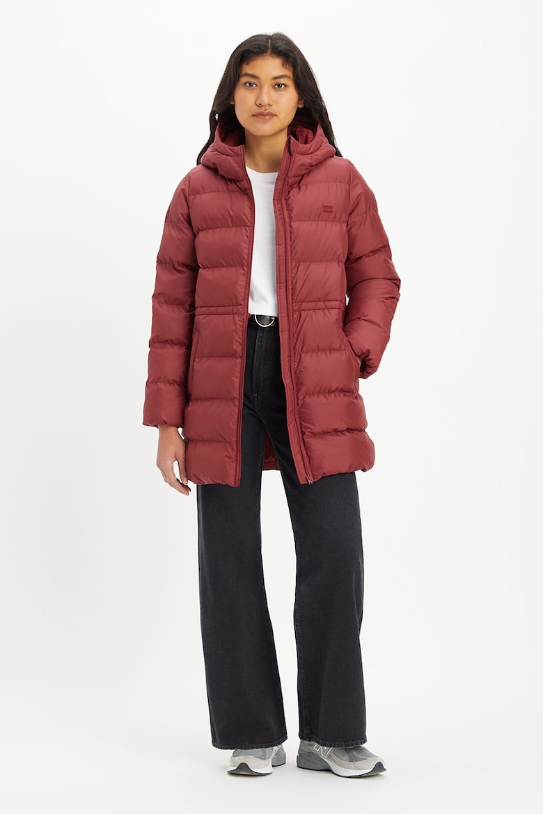 Стеганая зимняя куртка средней длины с капюшоном Levi'S, красный новинка 2023 женская стеганая зимняя стеганая куртка средней длины в корейском стиле теплая зимняя куртка