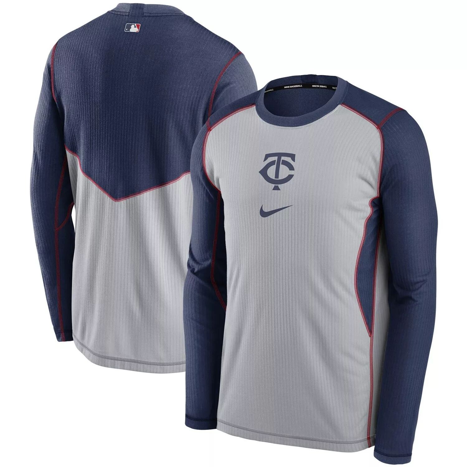 

Мужской пуловер Nike Minnesota Twins Authentic Collection Game Performance серого/темно-синего цвета, Синий