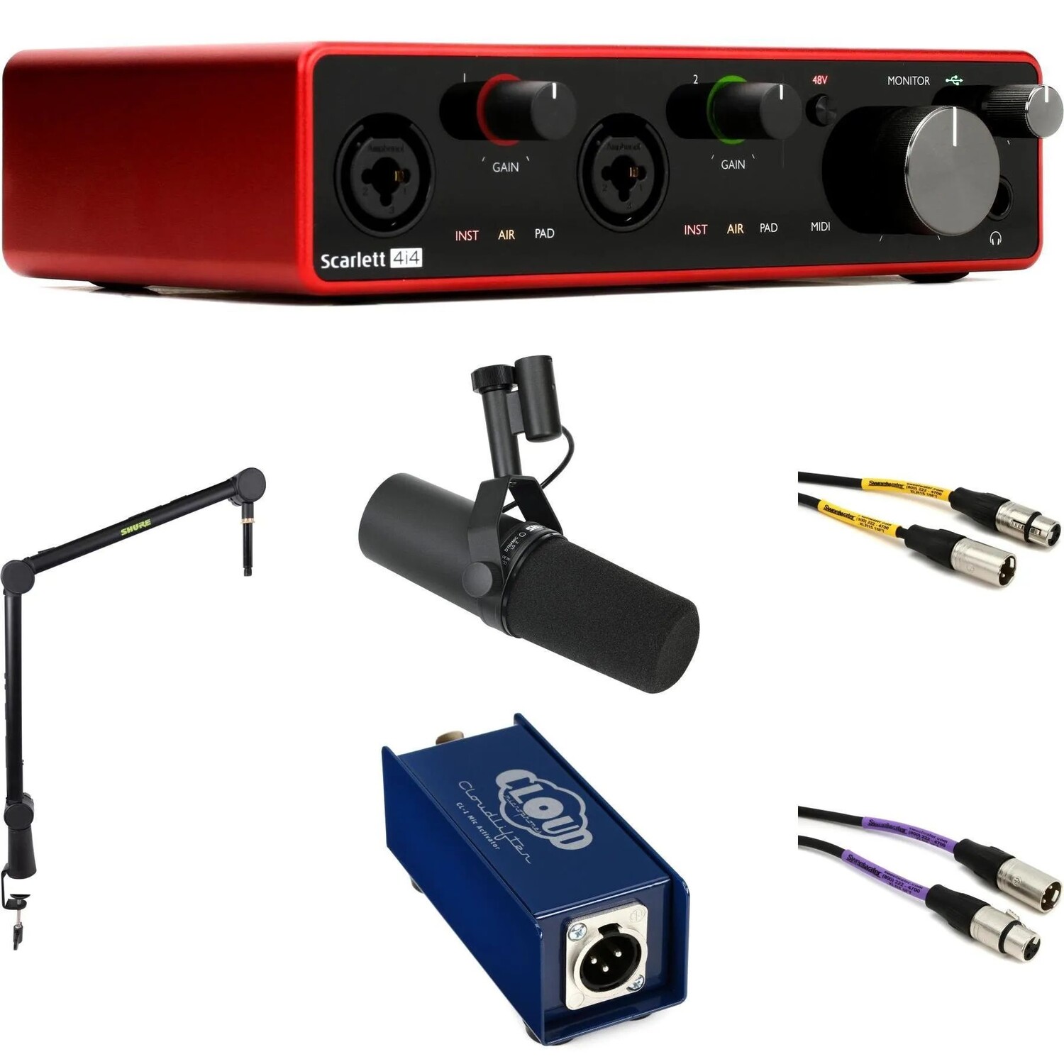 

Новый USB-интерфейс Focusrite Scarlett 4i4 3-го поколения и динамический вокальный микрофон Shure SM7B