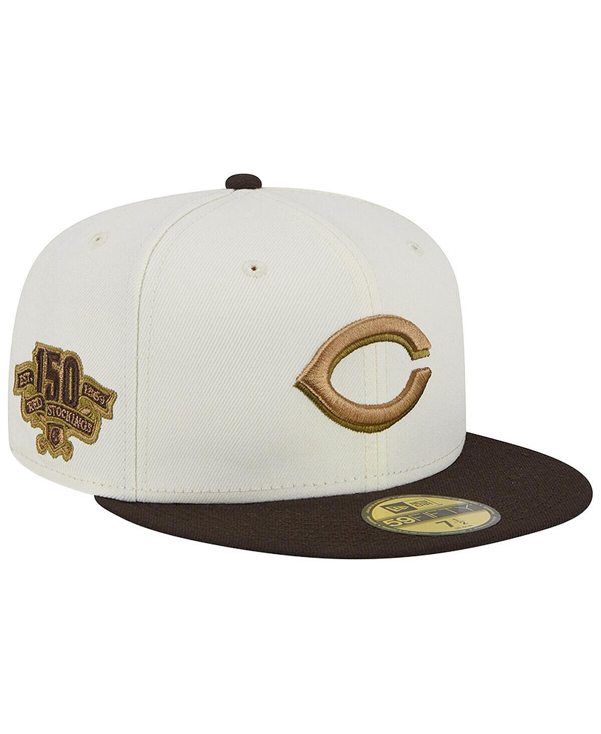 

Мужская бело-коричневая приталенная шляпа Cincinnati Reds 150th Team Anniversary 59FIFTY New Era