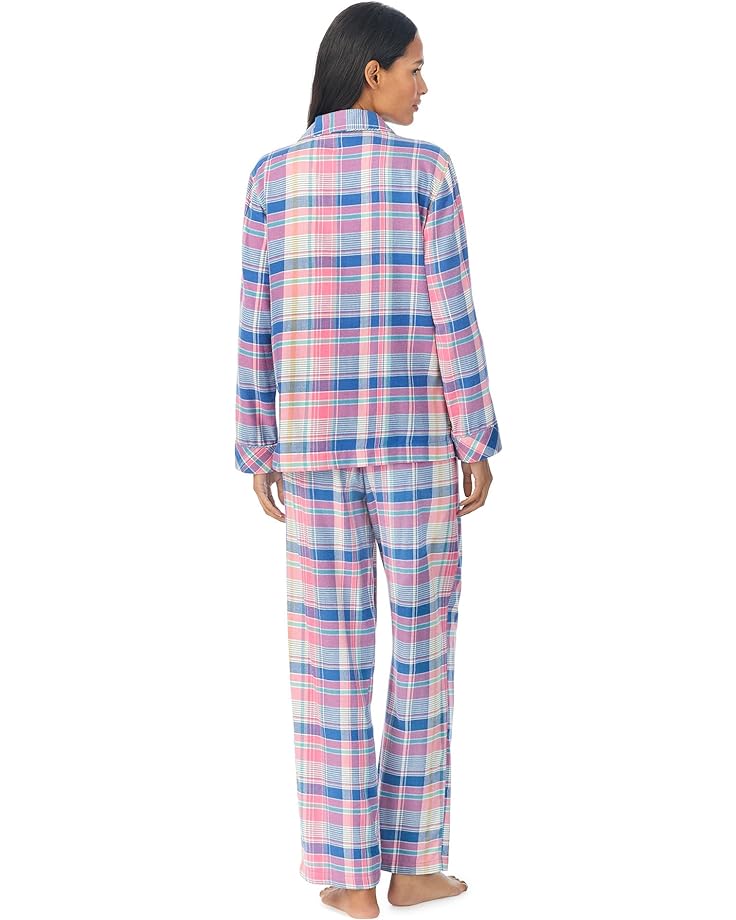 Пижамный комплект LAUREN Ralph Lauren Long Sleeve Brushed Twill Notch PJ Set, цвет Multi Plaid