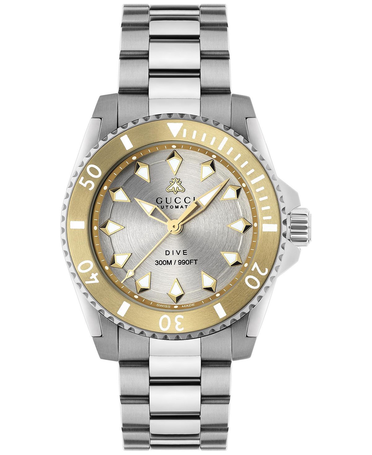 Мужские швейцарские автоматические часы для дайвинга с браслетом из нержавеющей стали, 40 мм Gucci цена и фото