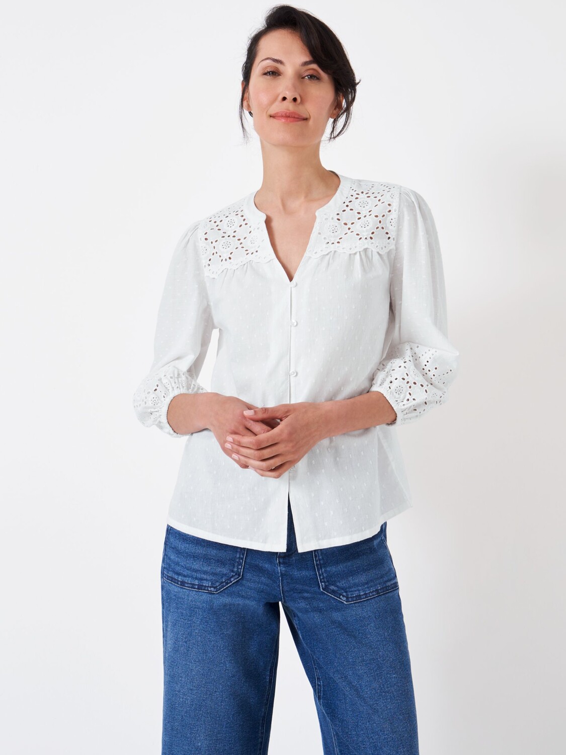 

Блузка с кружевными деталями Flora Crew Clothing, белый