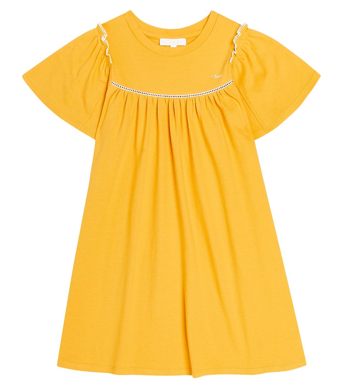 цена Хлопковое платье с оборками Chloé Kids, желтый