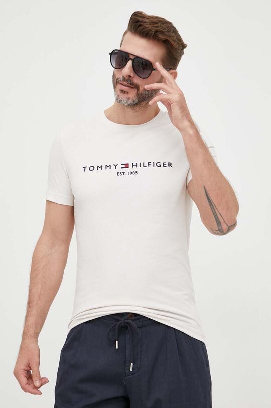 

Хлопковая футболка Tommy Hilfiger, бежевый