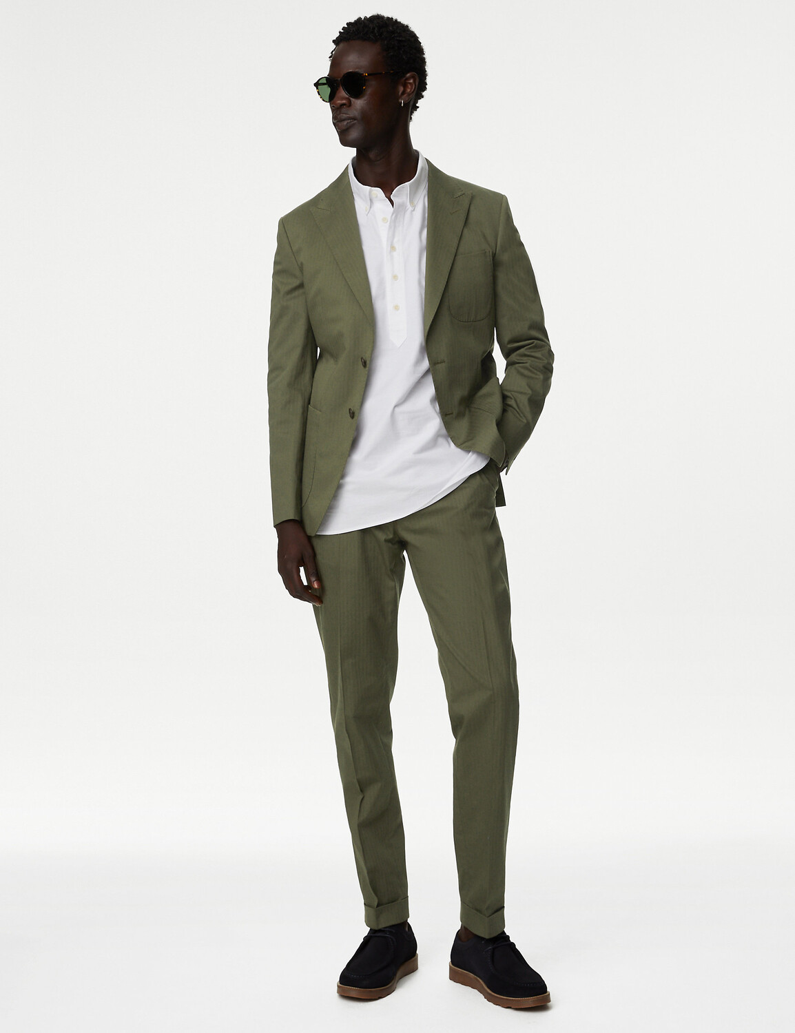 

Хлопковая куртка Thorpe с узором «в ёлочку» Marks & Spencer, хаки