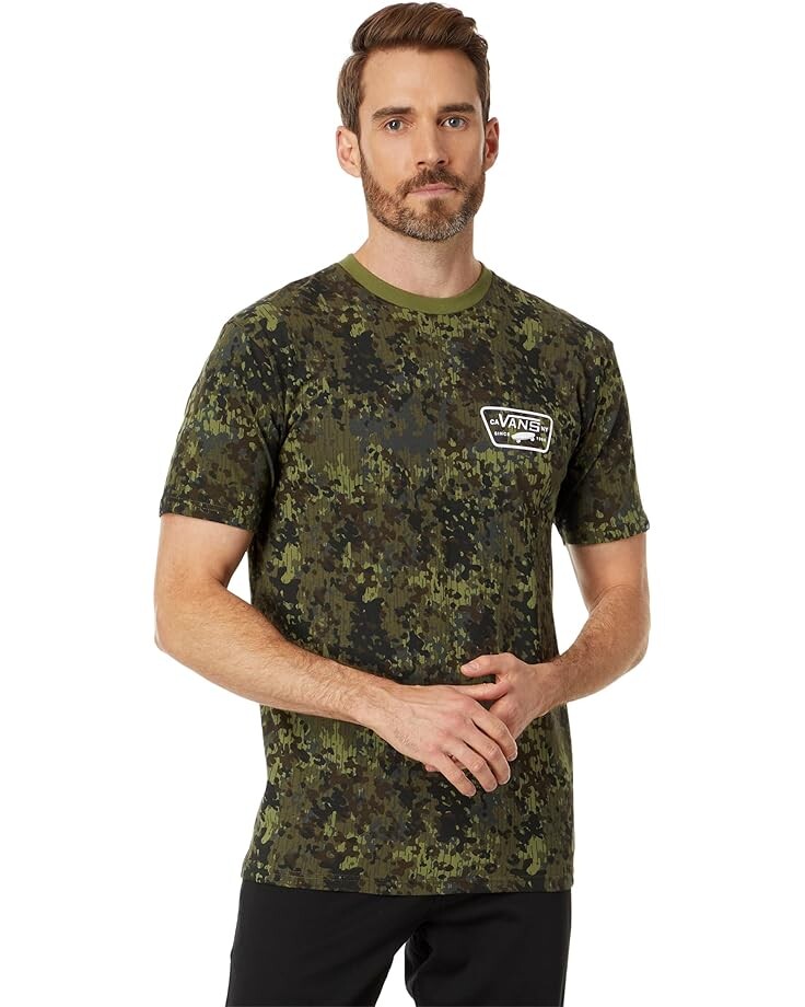 Футболка Vans Full Patch Back Short Sleeve Tee, цвет Olive Branch/White футболка vans full patch back long sleeve t shirt цвет athletic heather white