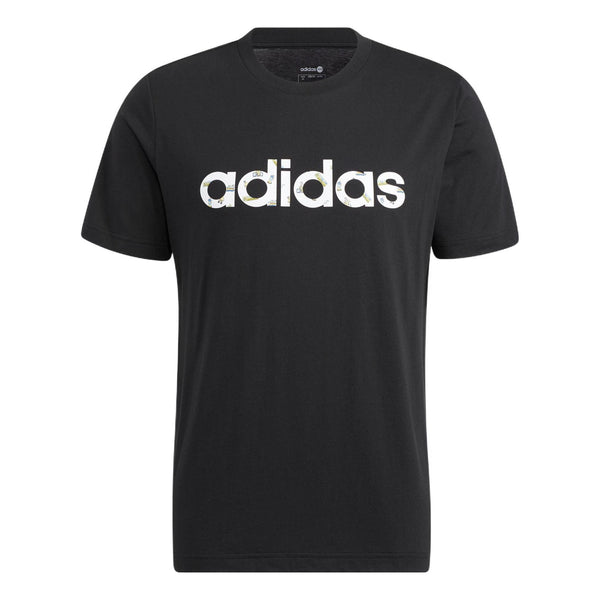 Футболка adidas neo Logo Printing Solid Color Round Neck Breathable Short Sleeve Black, мультиколор