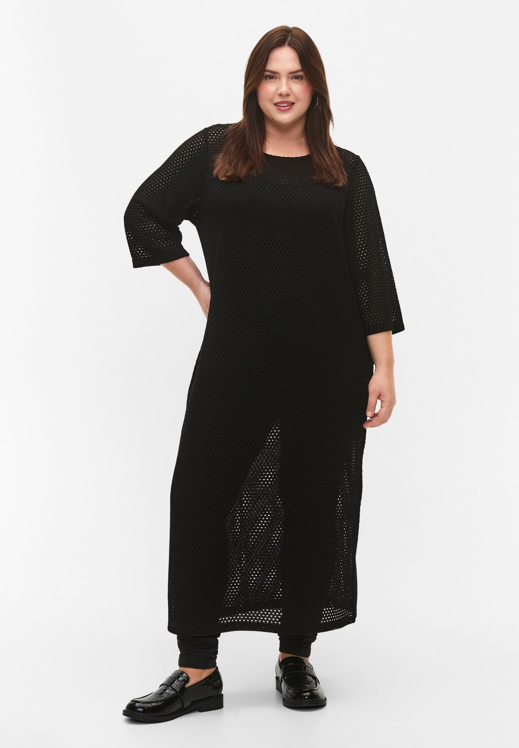 

Трикотажное платье MIT 3/4-ÄRMELN UND MUSTER Zizzi, цвет black