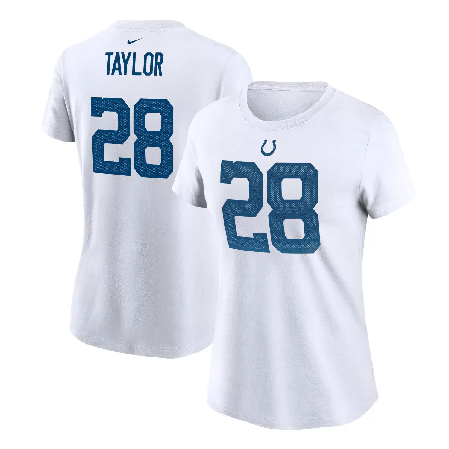 Женская белая футболка Nike Jonathan Taylor Indianapolis Colts с именем и номером игрока Nike