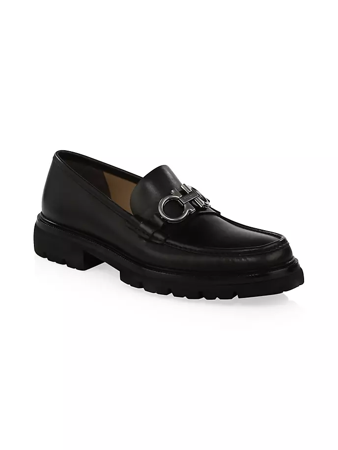 

Кожаные броги Gancini с двусторонними пряжками Ferragamo, цвет nero