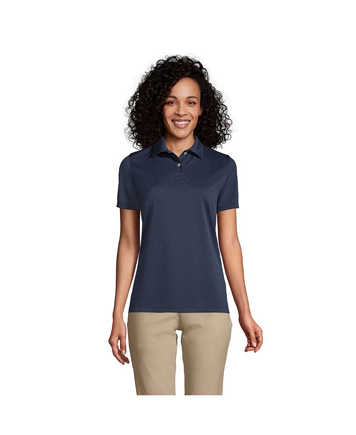 Женская школьная форма, рубашка поло из полипике с короткими рукавами Lands' End, цвет Classic navy